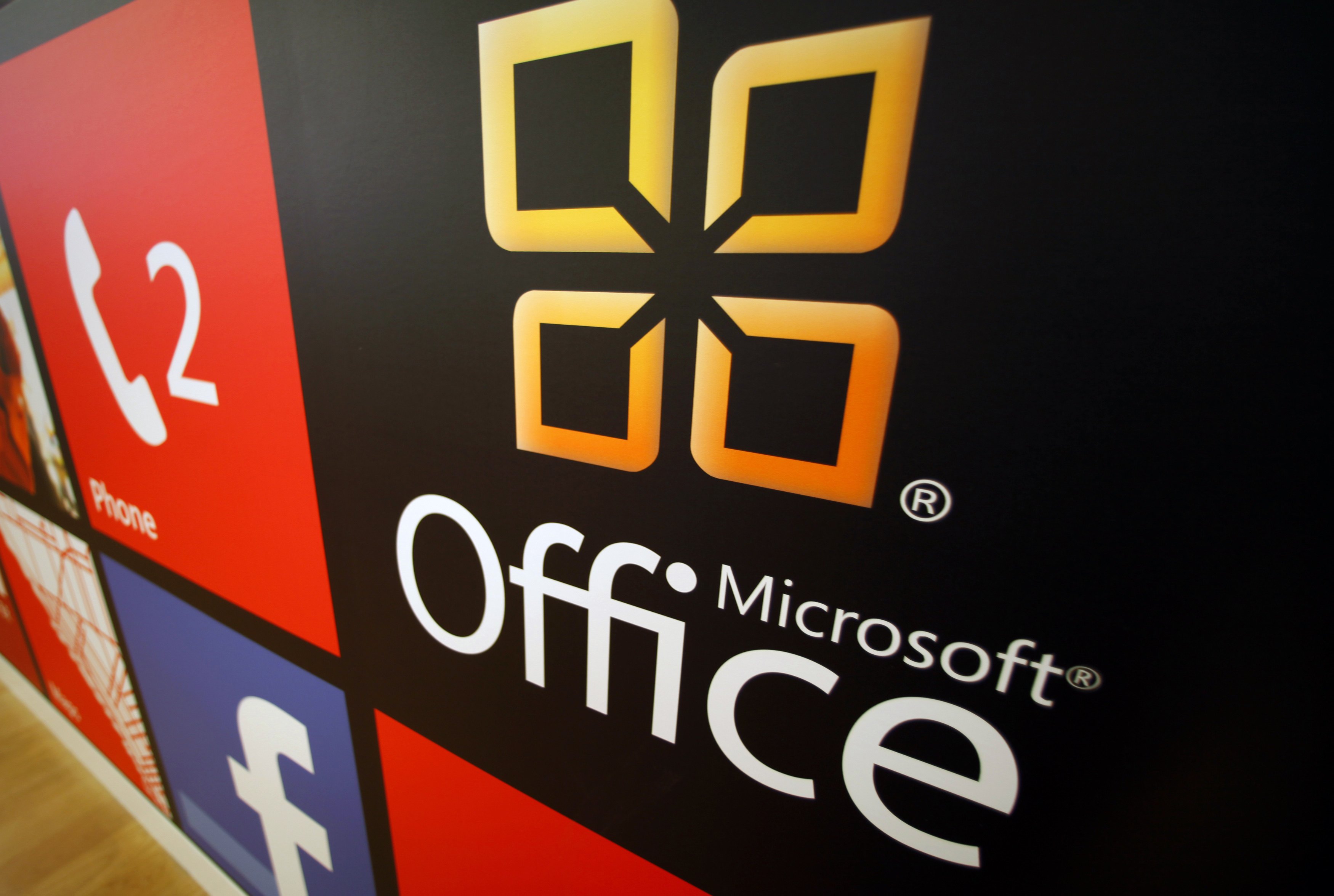 File photo of Microsoft Office logo on display at a Microsoft retail store in San Diego